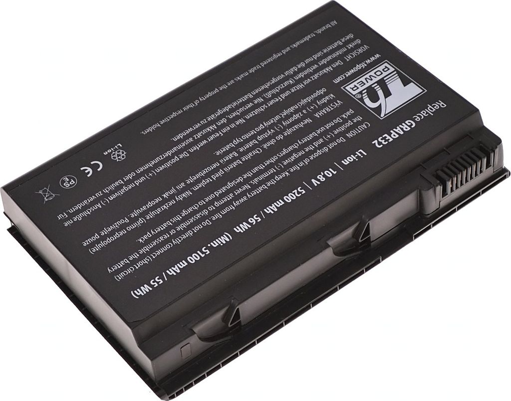 T6 Power Akku für Acer TravelMate 7220G serie, Li-Ion, 10,8 V, 5200 mAh (56 Wh), schwarz