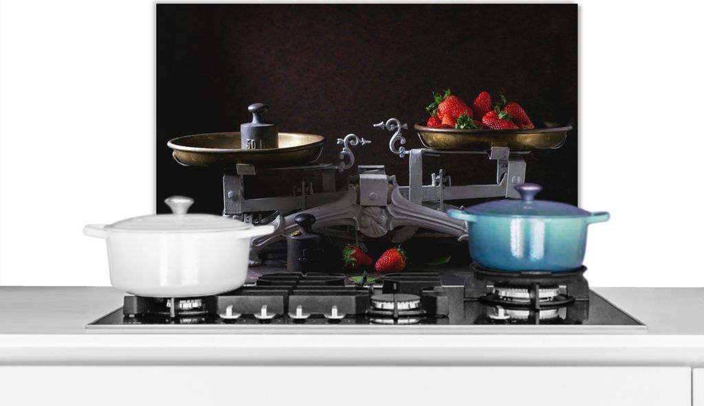 KitchenYeah Spritzschutz Küche - Küchenrückwand - Wandschutz für Herd und Spüle - Küchenutensilien - Obst - Kochen 60x40 - Alu-Dibond (Alt...