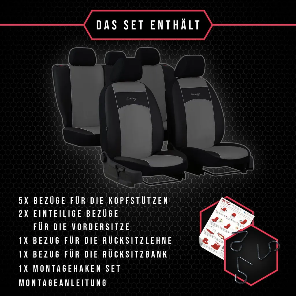 Set Coprisedili Auto Universali Audi A4 B7 Grigio - Alta Resistenza - 9