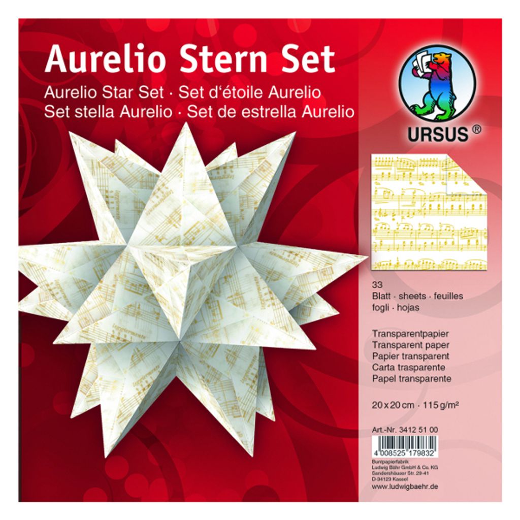 Faltblätter Aurelio Stern Noten gold 115g/qm 20x20cm