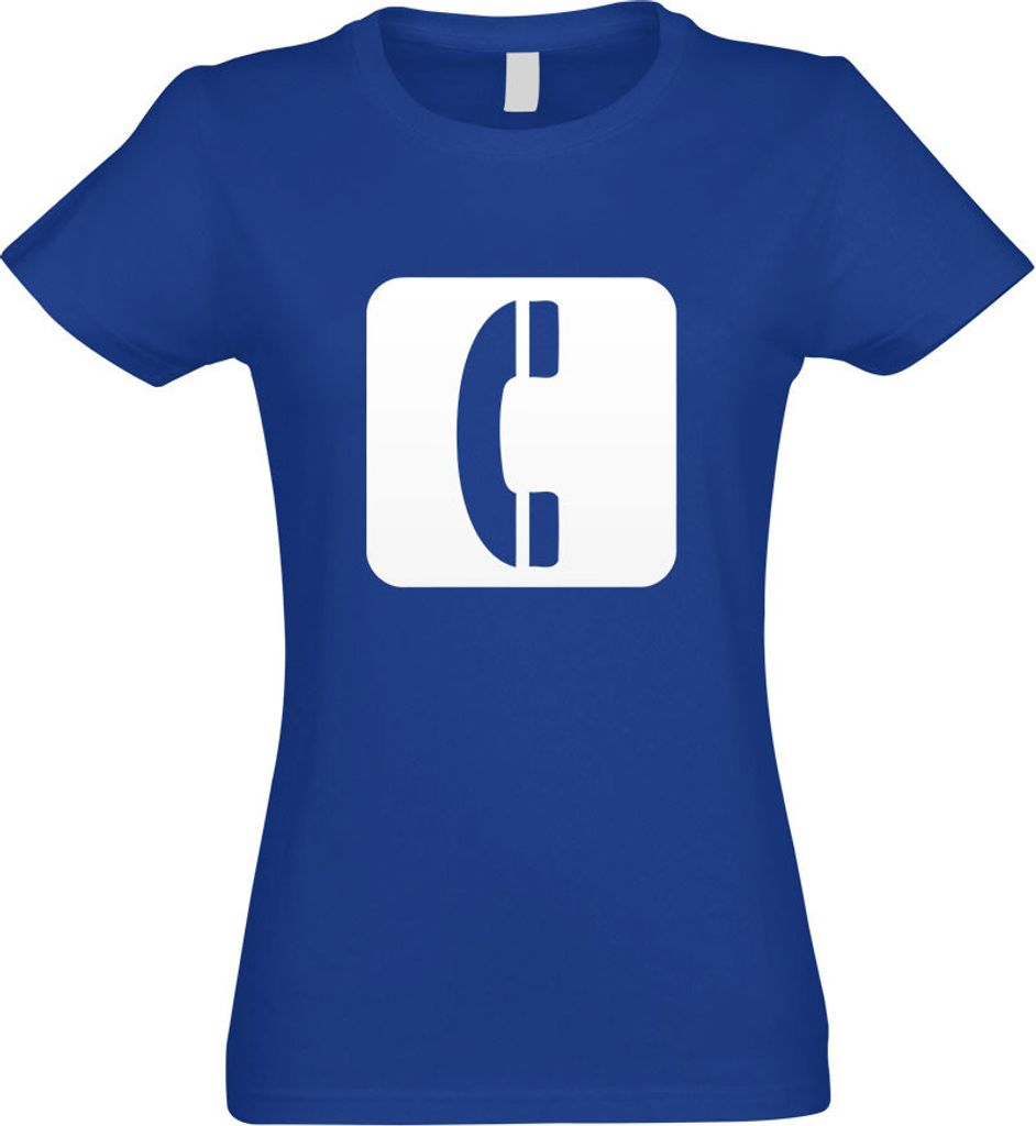 Kiwistar - T-Shirt tailliert - Damen - royal - Telefon Kontakt Anruf Piktogramme - mit Motiv Bedruckt - Funshirt Design - Sport - Freizeit - Damen - L