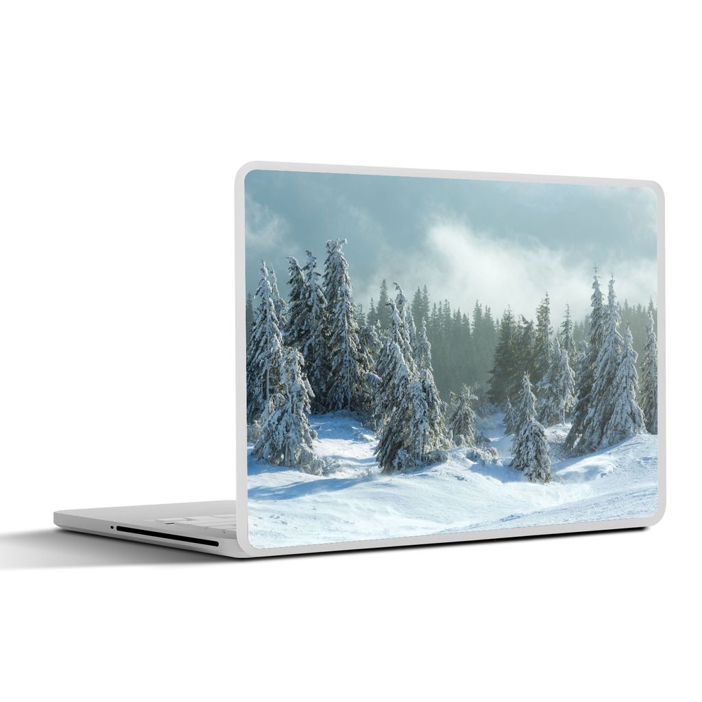 MuchoWow Laptop Aufkleber Sticker Cover Wald - Schnee - Winter 40x30 cm - Laptop Dekoration - Selbstklebend