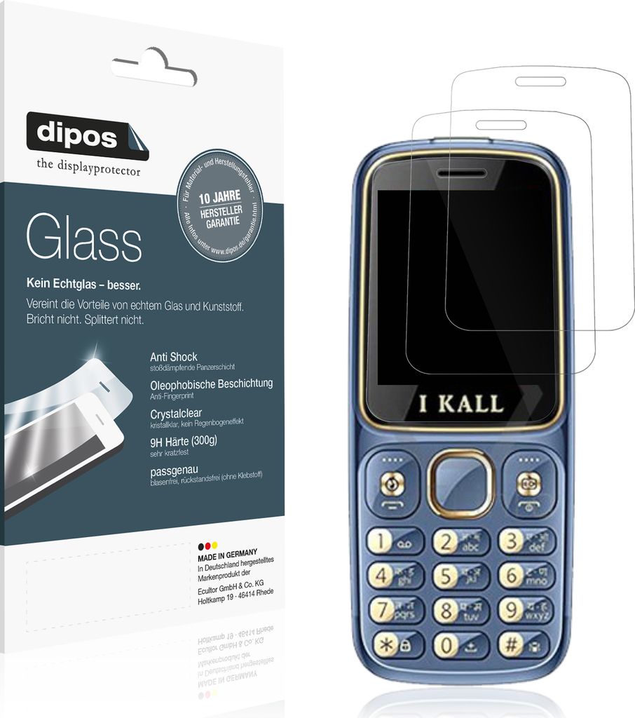 2x Schutzfolie für I Kall K46 New - Anti-Shock 9H Folie dipos Glass Kunststoffglas