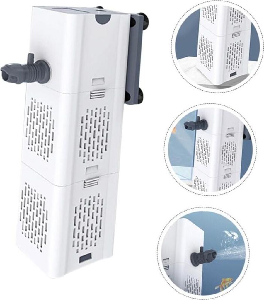 4-in-1 Leiser Aquarienfilter – Innenfilter – 500–1000 l/h – Aquarienpumpe – Sauerstoffanreicherung – Wasserwechsel für Kampffische, Sc...