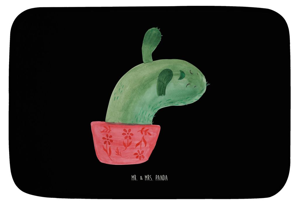 Mr. & Mrs. Panda Badezimmerteppich Kaktus Mama - Schwarz - Geschenk, Badematte, Badteppich, duschmatte, Motivation, Kakteen, Ärger, Duschvorleger,...