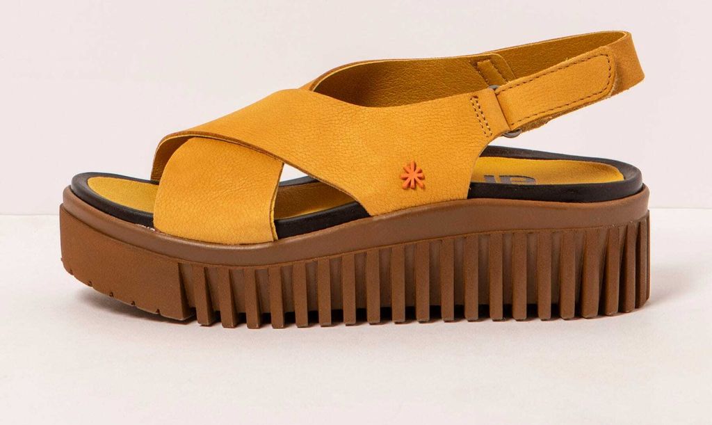Art Sandalen mit Keilabsatz Damen 1574 NOBUCK HONEY/BRIGHTON Farbe Gelb