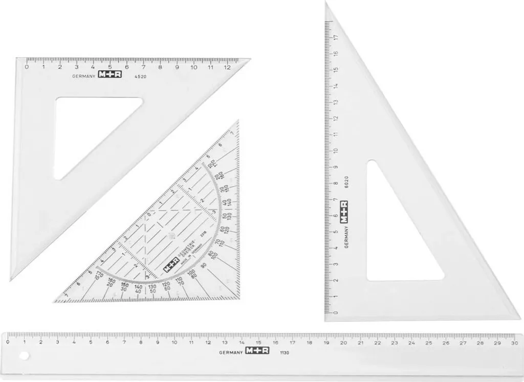 M+R 70300040 Kit de traçage transparent avec règle 30cm et équerres