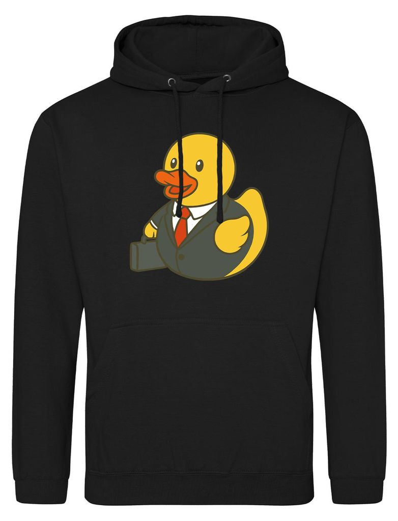 Huuraa Uni Hoodie Quietscheente Chef Comic Gummiente L Deep Black Vegan Sweatshirt Geschenkidee