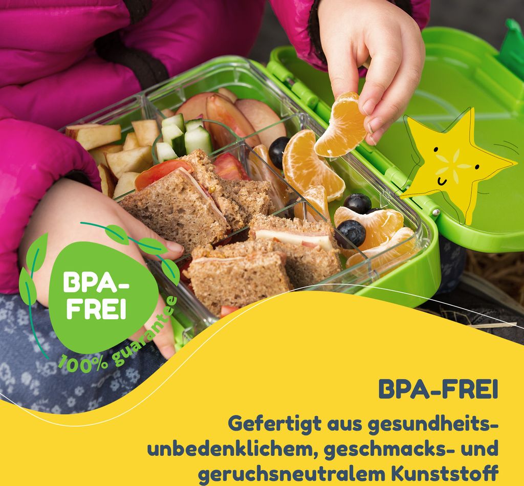 Schmatzfatz Junior Brotdose für Kinder mit Fächern, Bunte Produktbild 