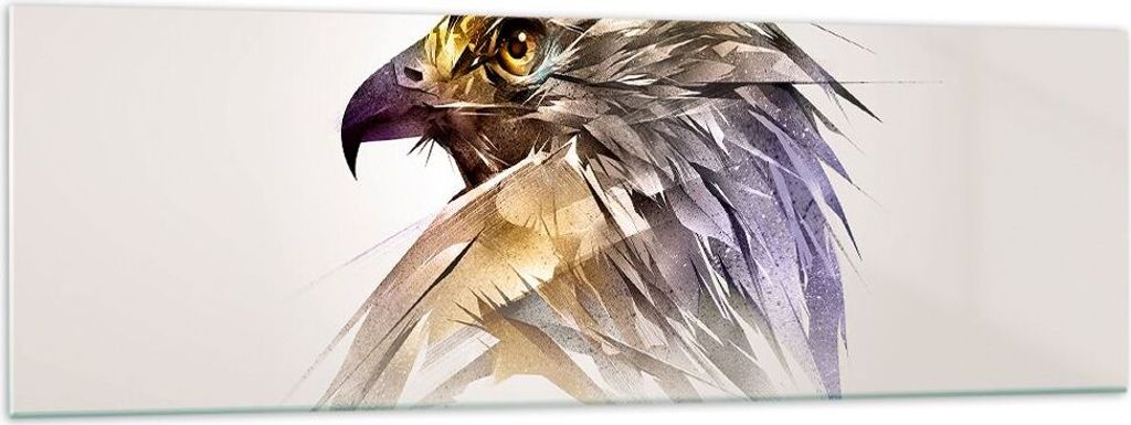 Bilder auf glas - Adler Vogel Feder - 160x50cm - Glasbilder - Wandbilder - Kunstdruck - zum Aufhängen bereit - Wanddekoration aus Glas - Glas Bild...