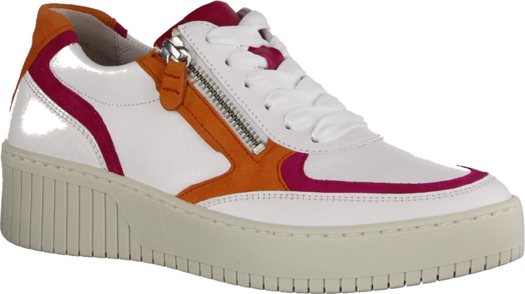 Gabor Nappa weiss pink ZIP Damen Sneaker low in Weiß, Größe 40