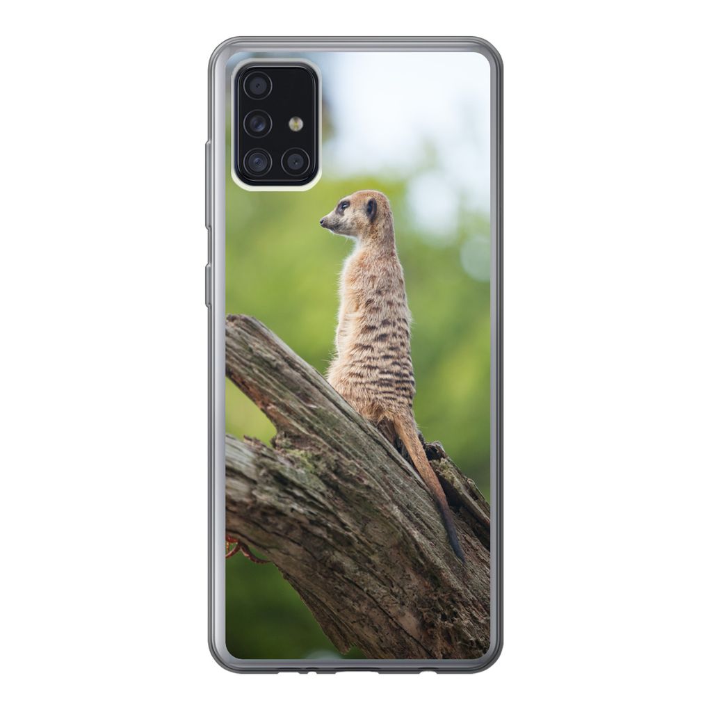MuchoWow Handyhülle Schutzhülle Hülle für Samsung Galaxy A52 5G Erdmännchen - Ast - Baum Silikon Softcase Handy Hülle - Umschlag