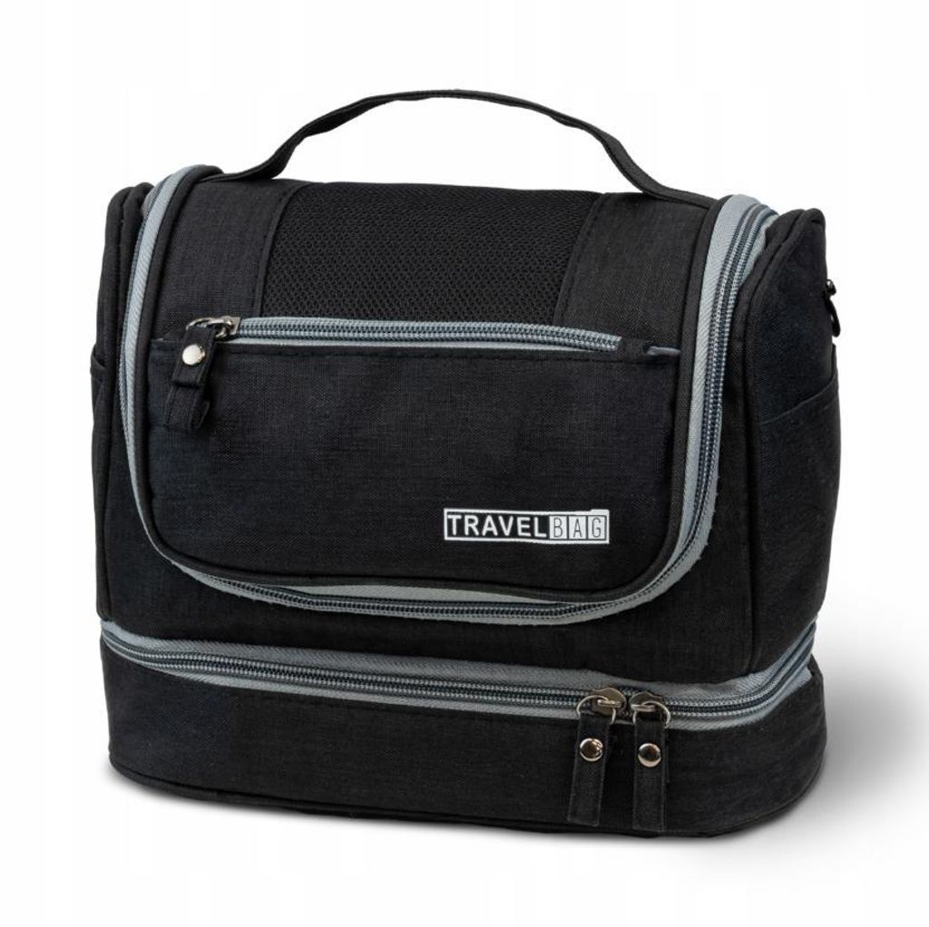 Schwarze Reise-Kosmetiktasche – großer faltbarer Organizer Produktbild 