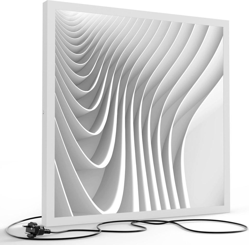 DEQORI LED-Bild & Lampe 60x60 cm Weiß 'Lamellendesign' Leuchtbild LED Wandbild Leuchte