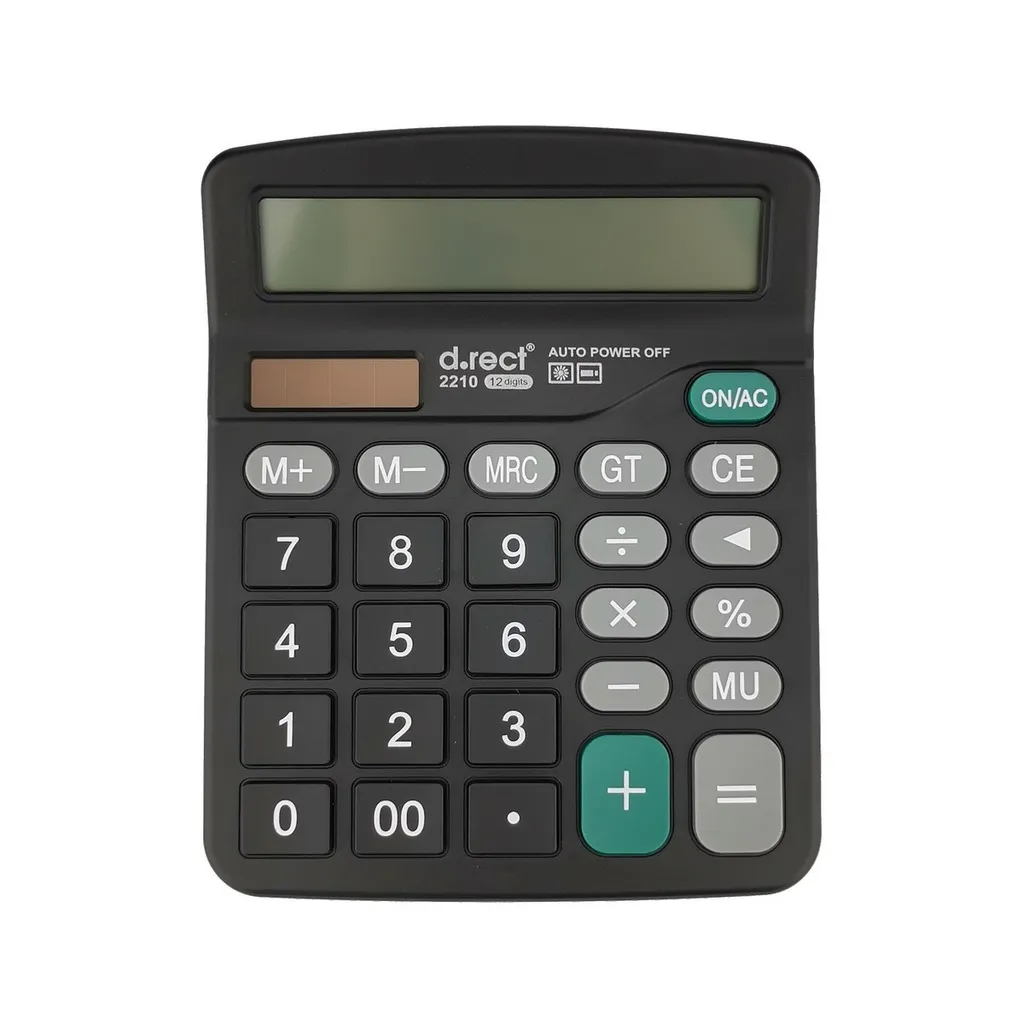 D.RECT 2210 calcolatrice tascabile per ufficio calcolatrice semplice a doppia alimentazione (solare e a batteria) 12 cifre