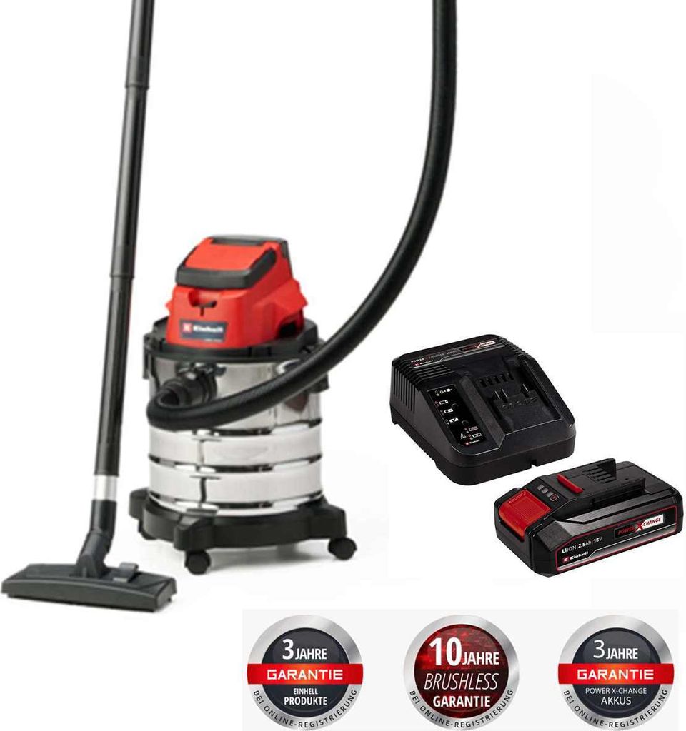 Einhell Akku-Nass-Trockensauger TC-VC 18/20 Li S 18V mit Akku 2.5 / Ladegerät