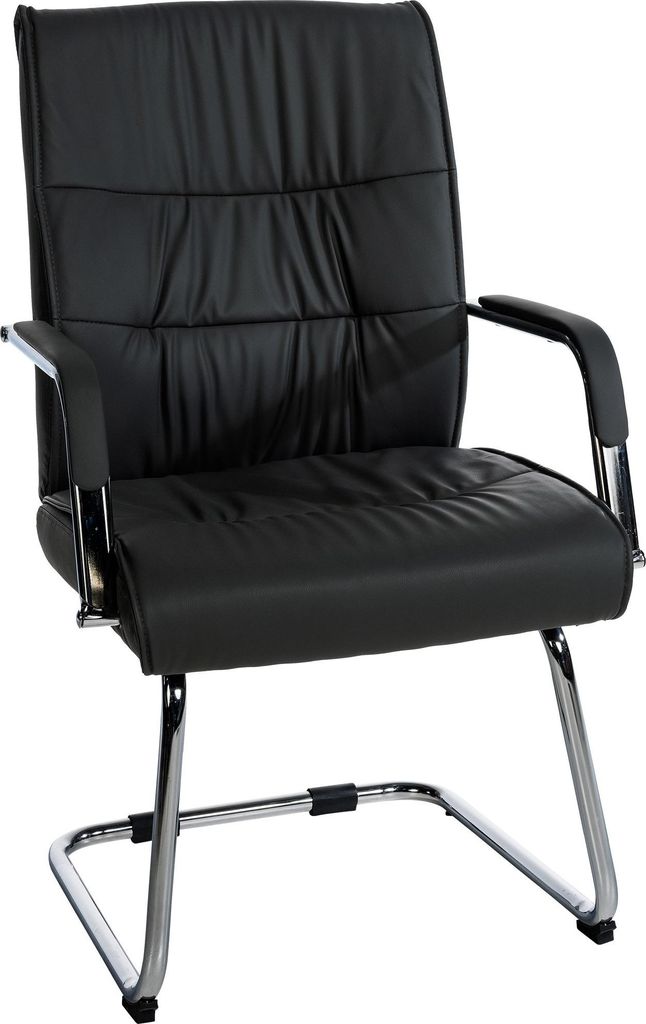 Besucherstuhl KIGALI - Kunstleder Schwarz 58x66x100 cm | Besucherstühle Konferenzstuhl Wartezimmerstuhl Bürostühle Bürostuhl Konferenzraum Wart...