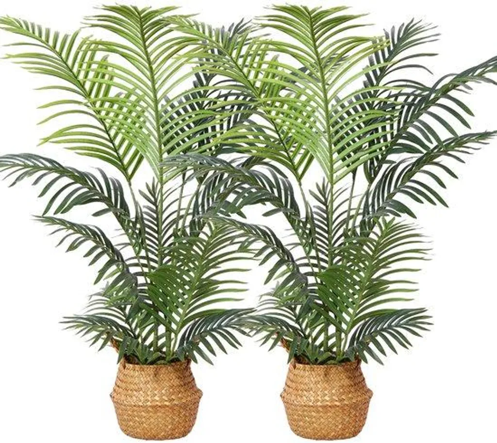 Palmiers Artificiels 120 cm Lot de 2 - Feuillage Dense et Réalisme Haute Qualité