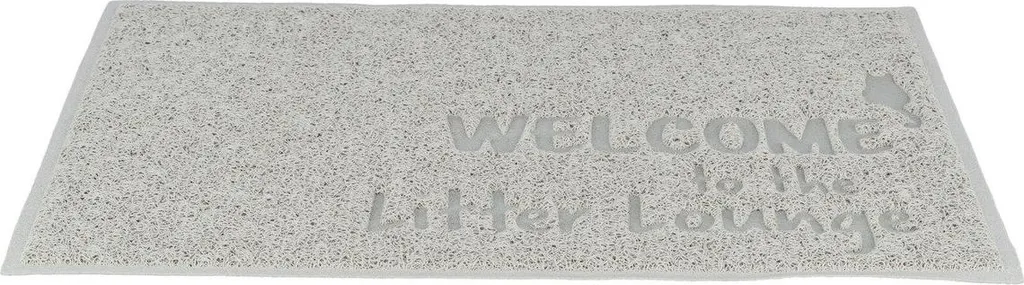 Tappetino per lettiera Trixie "Welcome to the litter lounge" grigio chiaro