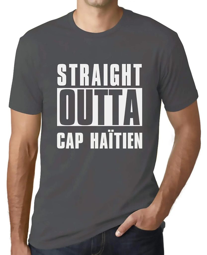 Herren Grafik T-Shirt Direkt aus Cap Haïtien – Straight Outta Cap Haïtien – Öko-Verantwortlich Vintage Jahrgang Kurzarm Lustige Druck Geburt...