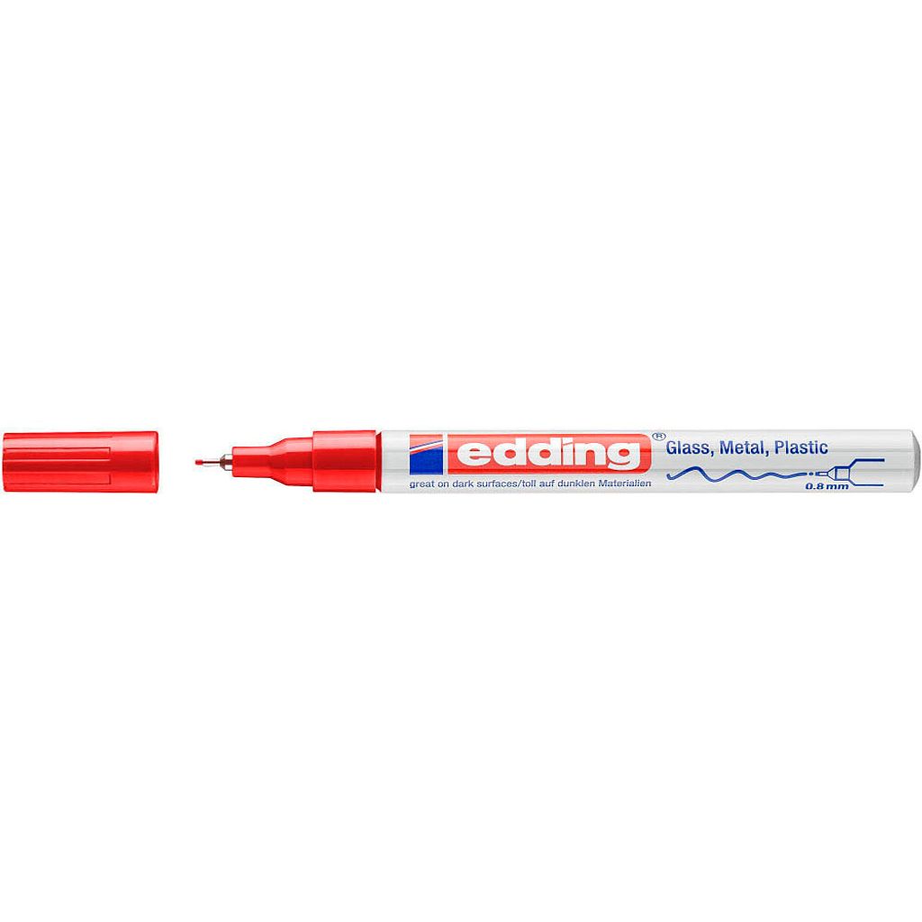 Edding 780, Rot, Fibre tip, Rot, Weiß, Aluminium, Fein, 0,8 Produktbild 