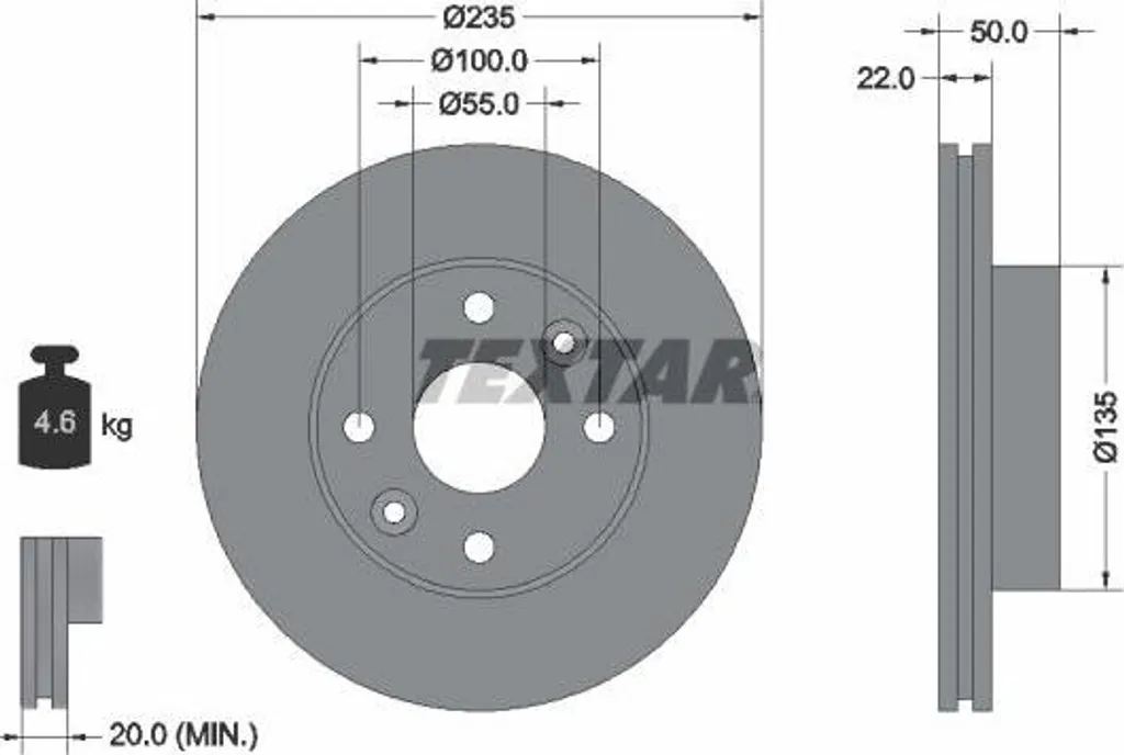 Disque de frein Textar 92288203 compatible Kia Rio : Sécurité assurée