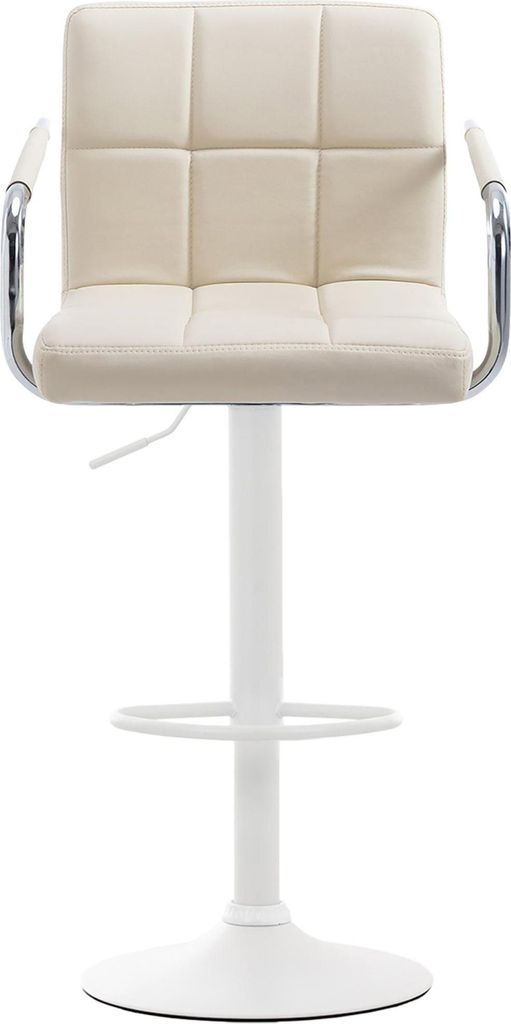 2-teiliges Barhocker-Set -Barhocker -360° drehbar, bequem und pflegeleicht -Kunstleder | Farbe: Creme | Grundfarbe: weiß