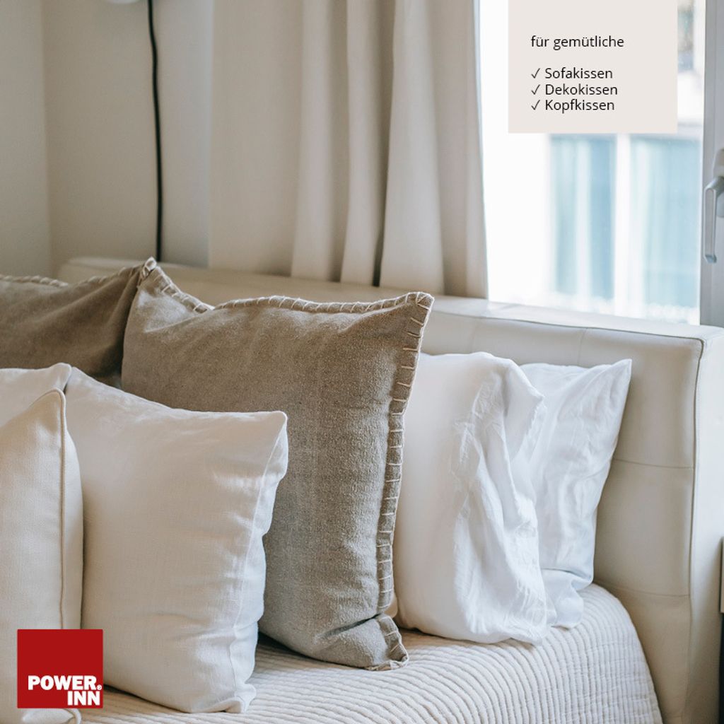 POWER INN – Innenkissen Baumwolle | 30 x 90 cm | Waschbares Kisseninlett als Dekokissen, Sofakissen und Kopfkissen | gefüllt mit Oeko Tex 100 Füllwatte