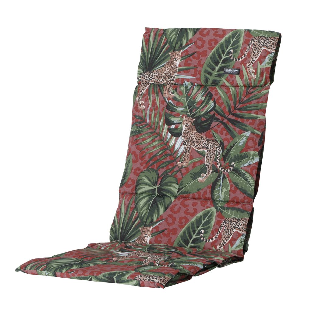 Madison Tuinstoelkussen 123x50 cm Lenny rot, wasserabweisend, für verstellbare Gartenstühle, 50% Baumwolle, 50% Polyester