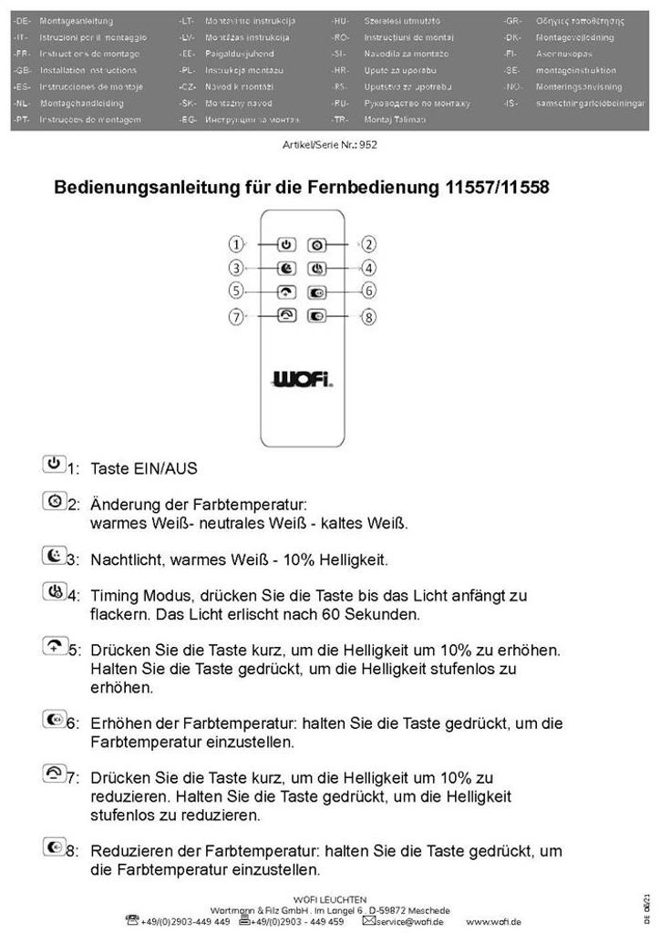 LED Tischlampe, Dimmbar, Fernbedienung, weiß, H 50 cm Produktbild 8