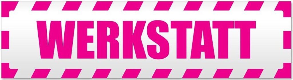 Kiwistar Werkstatt gestreift Magnetschild Schild magnetisch - 30cm Pink - Magnetfolie für Auto PKW Kfz