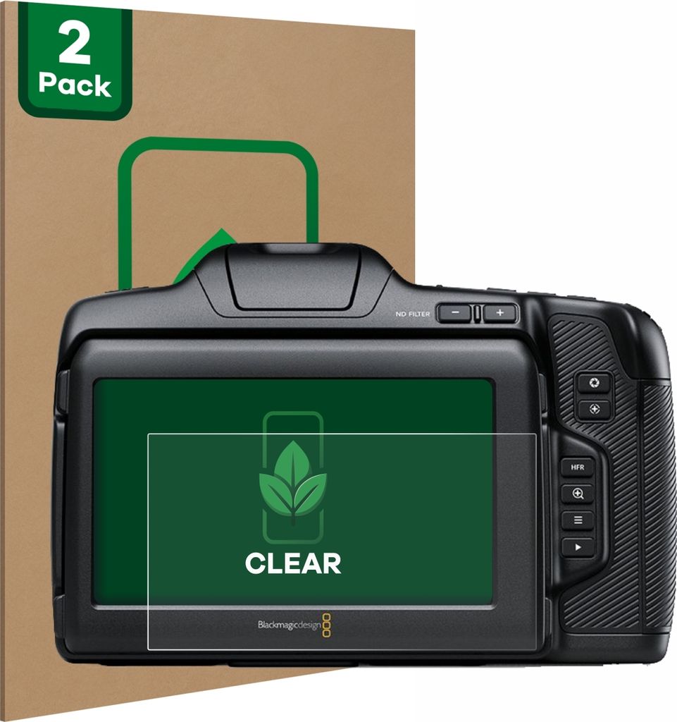 2x ScreenLeaf Schutzfolie für Pocket Cinema Camera 6K Pro / G2 nachhaltiger Displayschutz Display Schutz Folie Klar Transparent