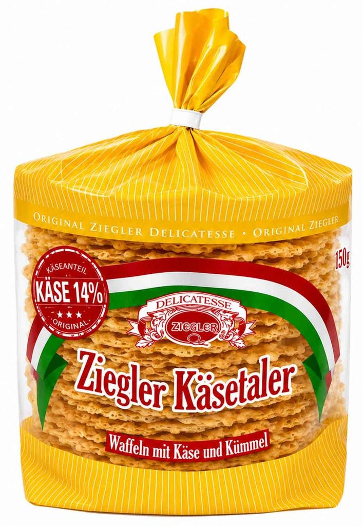 Ziegler Käsetaler Waffeln mit Käse und Kümmel 150g Produktbild  KI-generiertes Bild