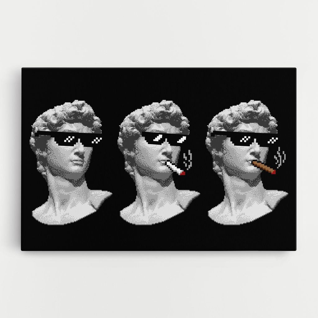 ARTHUB Leinwandbild 80x120 cm, Statue Smoking | Wohnzimmerdekoration, Hängende Bilder, Wanddekoration, Heimdekoration, Moderne, Collagen