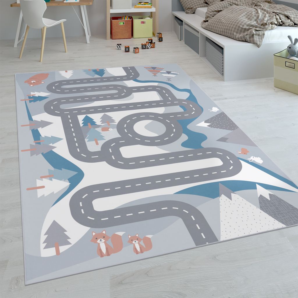 Kinder-Teppiche, Kurzflor-Teppiche für Kinderzimmer mit vers. Designs Spielteppiche Bunt Grösse 100x200 cm