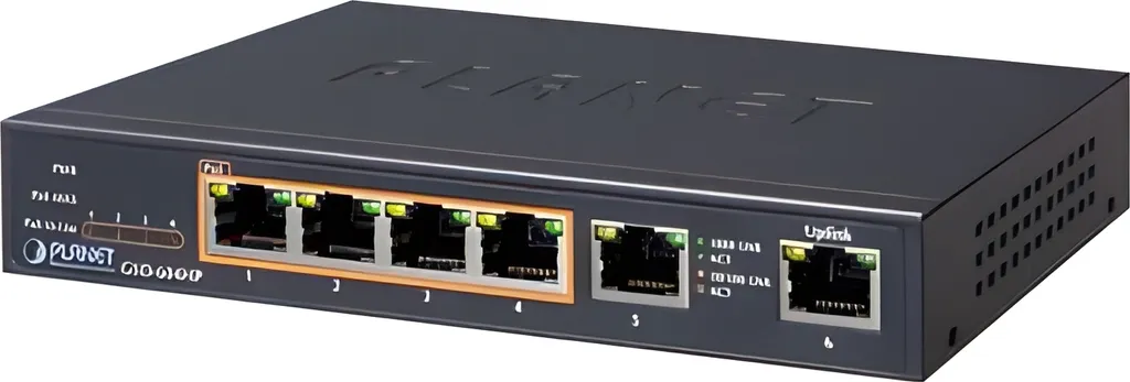 PLANET 4-Port 10/100/1000T 802.3at PoE + 2-Port