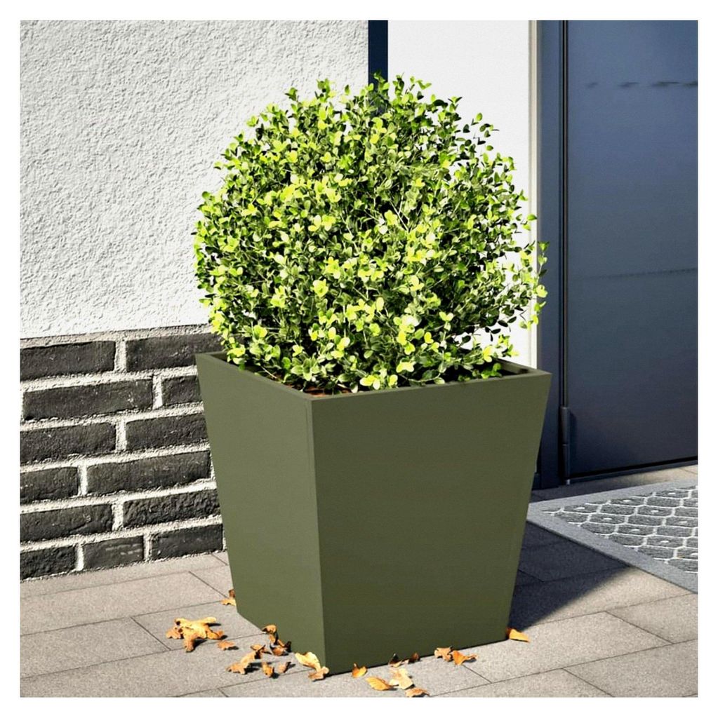 Pflanzkübel Olivgrün 40x40x40 cm aus Stahl