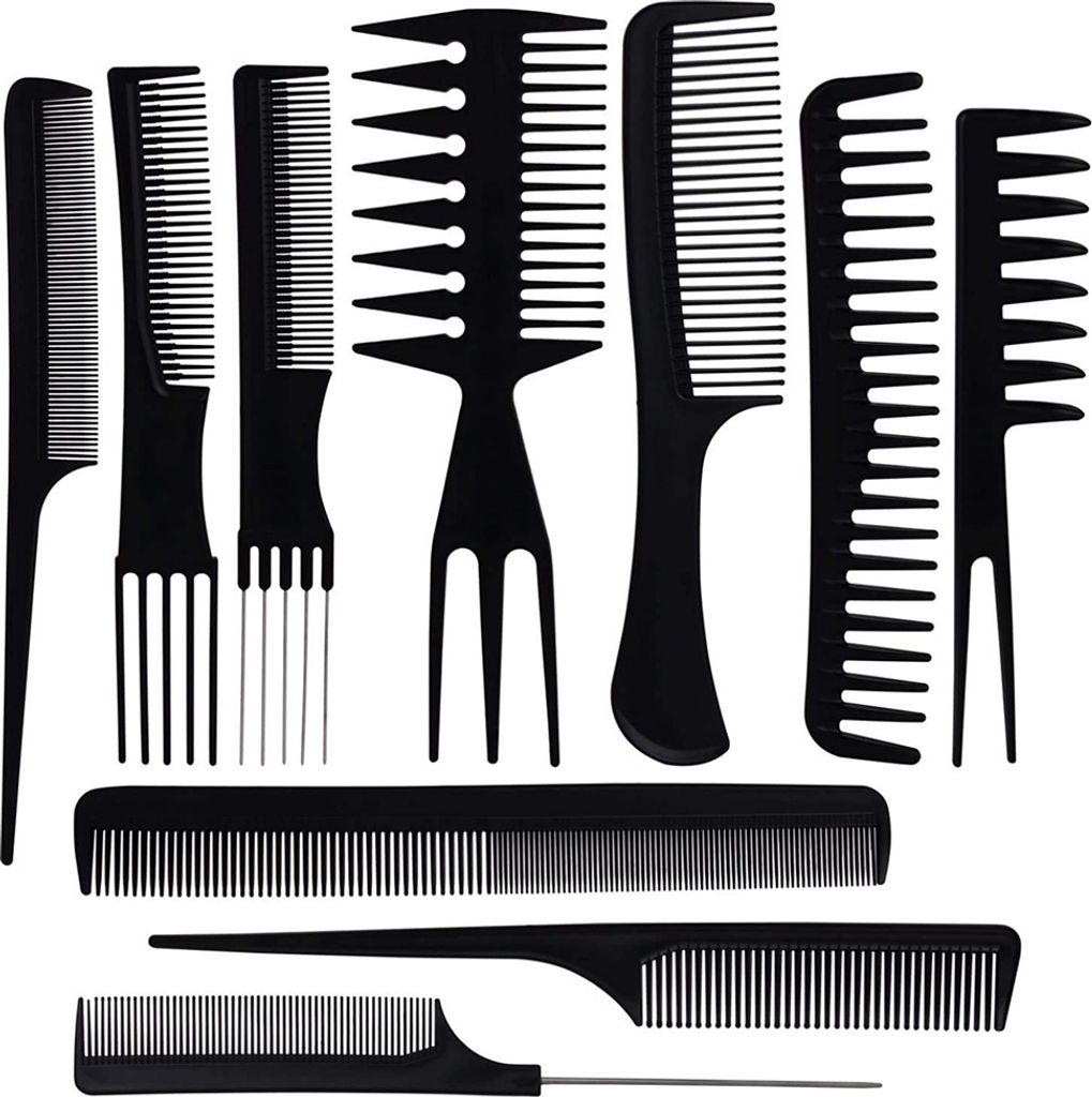 Friseurkämme 10Er Set Etui Schwarz
