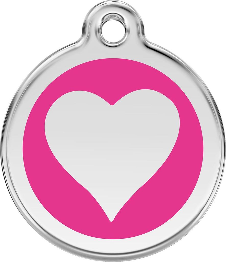 RedDingo Hundemarke mit individueller Gravur Herz hot pink, Größe: M
