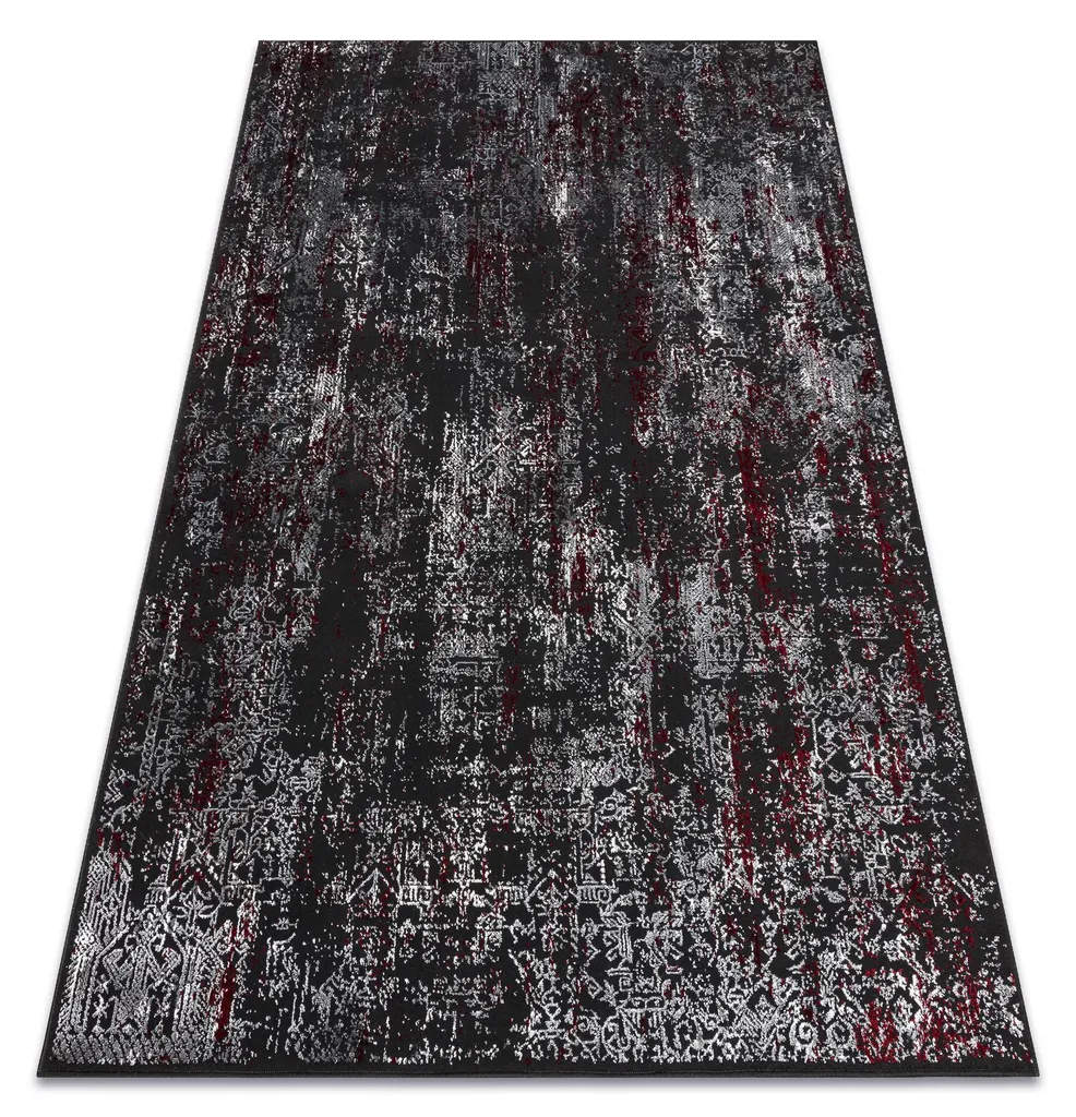 Tapis moderne VINCI 1524 - Ornement Vintage Anthracite Rouge 120x170 cm