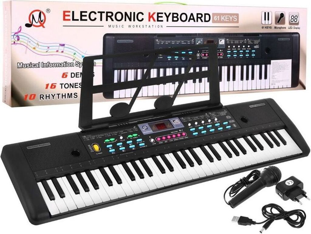 Keyboard für Kinder ab 5 Jahren Notenständer Mikrofon + bunte Tasten - Modell Nr. 605
