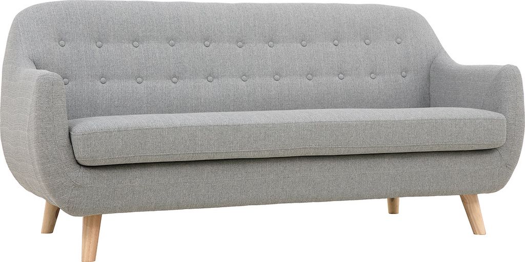 Miliboo - Skandinavisches 3-Sitzer-Sofa mit hellgrauem abnehmbarem Bezug und Holz YNOK