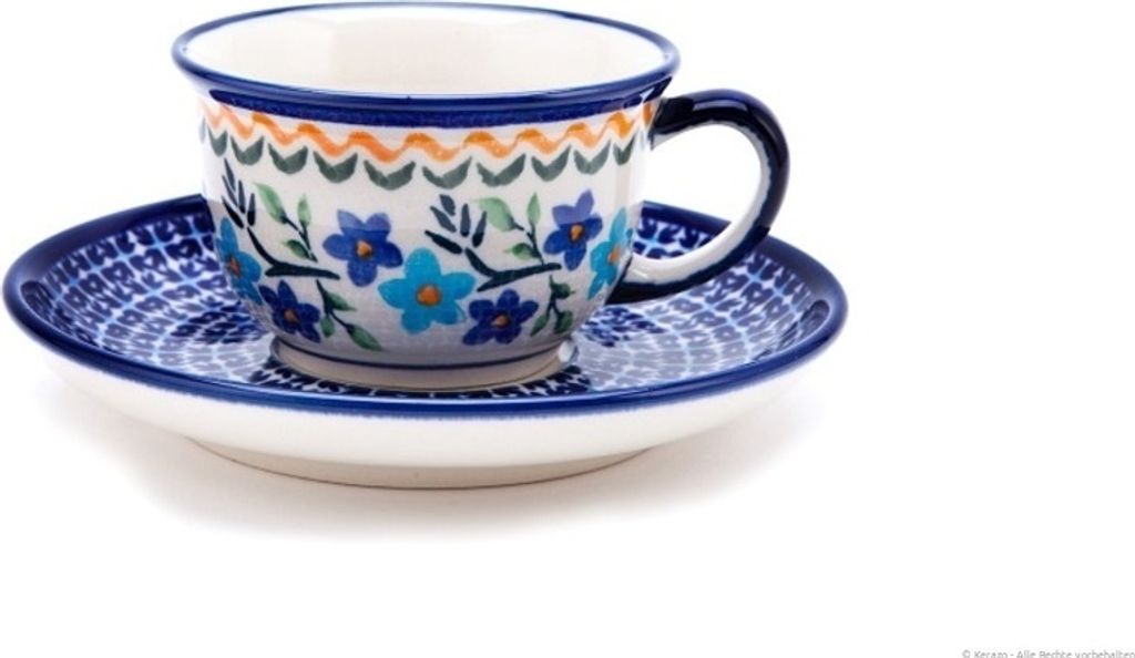 Original Bunzlauer Keramik 0,11 Liter Espresso Tasse mit Untertasse Ø8,5 cm im Design 1154a