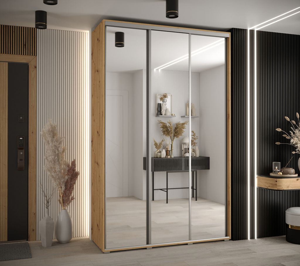 Kleiderschrank ASIRI 2 - 150/45 cm, Artisan-Eiche / Silber