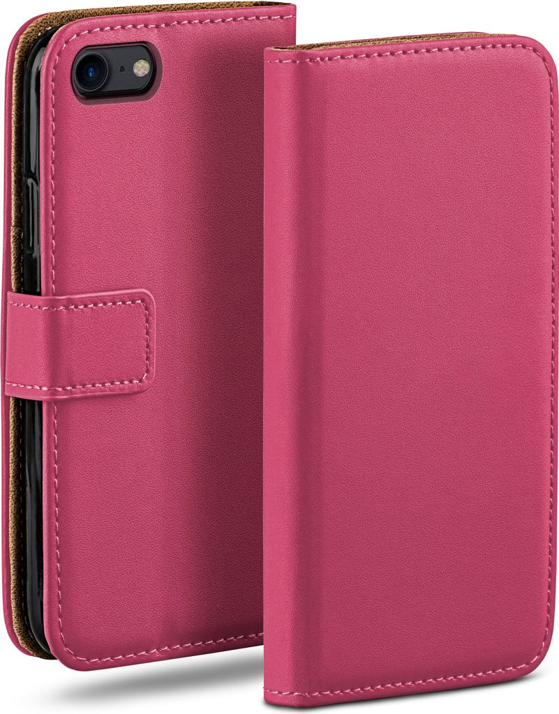 moex Book Case kompatibel mit Apple iPhone 7 / iPhone 8 - Hülle 360 Grad klappbar, Pink