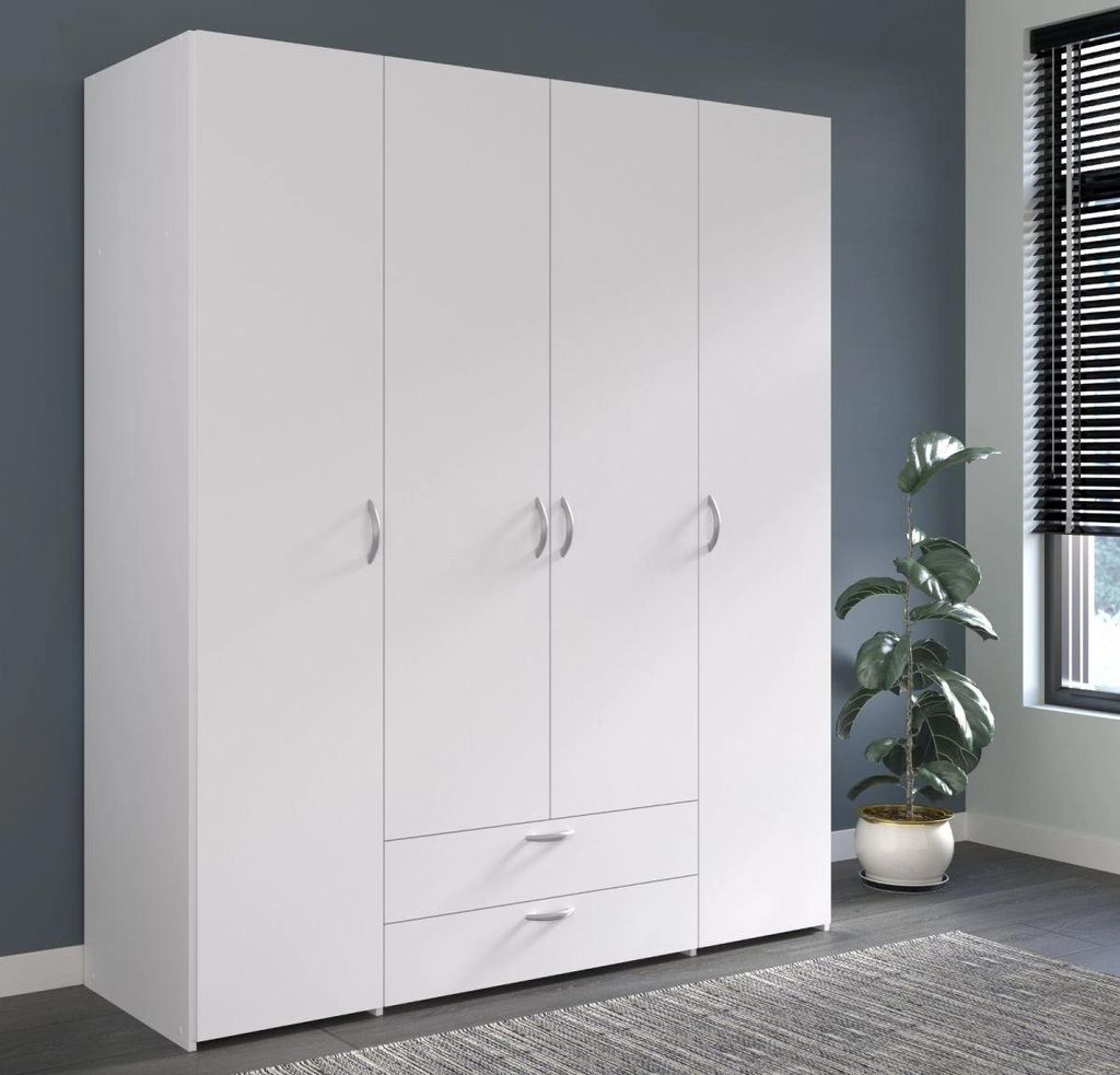 Armoire Parisot Daily, 4 portes, blanche, 160 x 185 cm Image du produit 