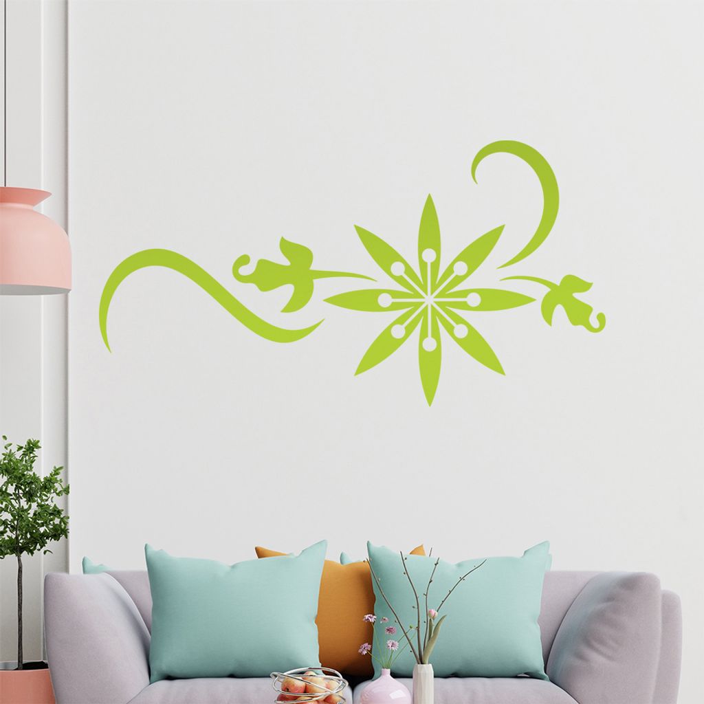Blume - Linien Wandtattoo in 6 Größen - Wandaufkleber Wall Sticker - Dekoration, Küche, Wohnzimmer, Schlafzimmer, Badezimmer
