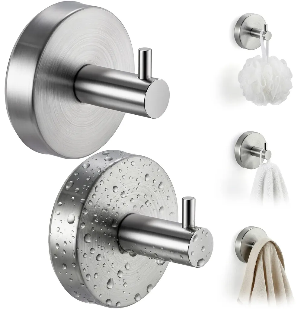 Porte-serviettes à ventouse sans perçage en inox argenté pour le verre