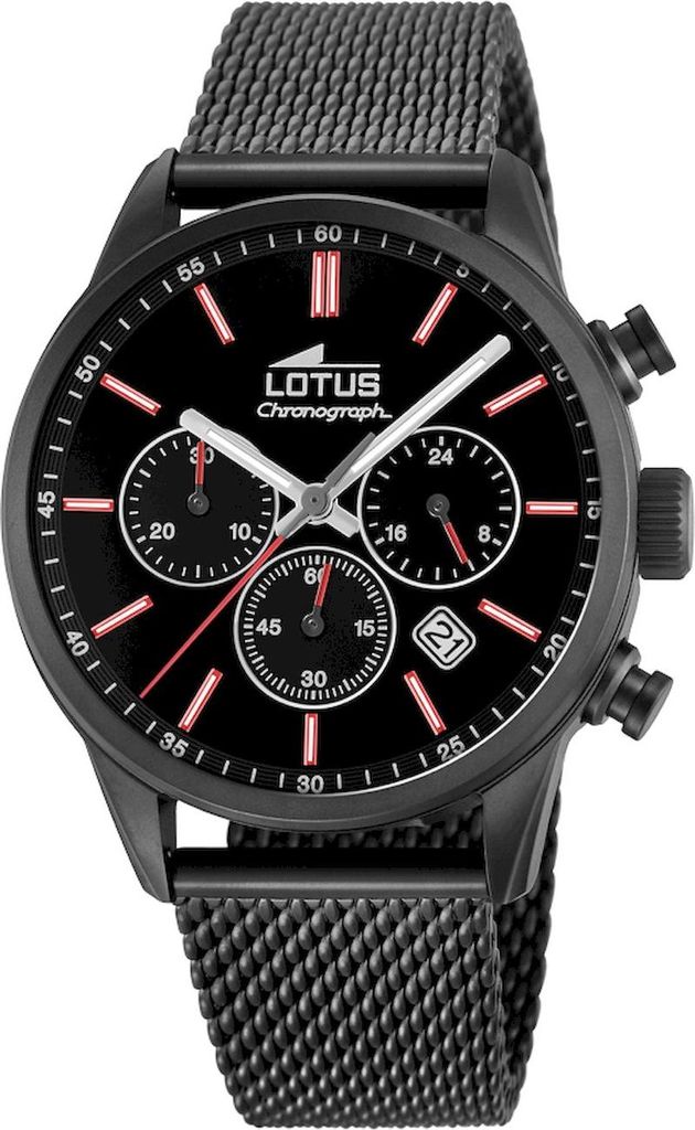 Lotus Herren Uhr Armbanduhr Edelstahl schwarz Chronograph 18700/1