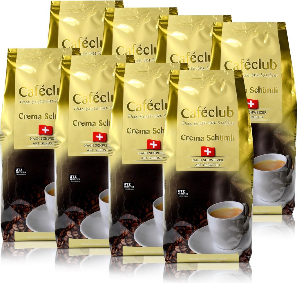 8x Cafeclub Supercreme Schweizer Schümli Kaffeebohnen 1 Kg Für Kaffeevollautomat